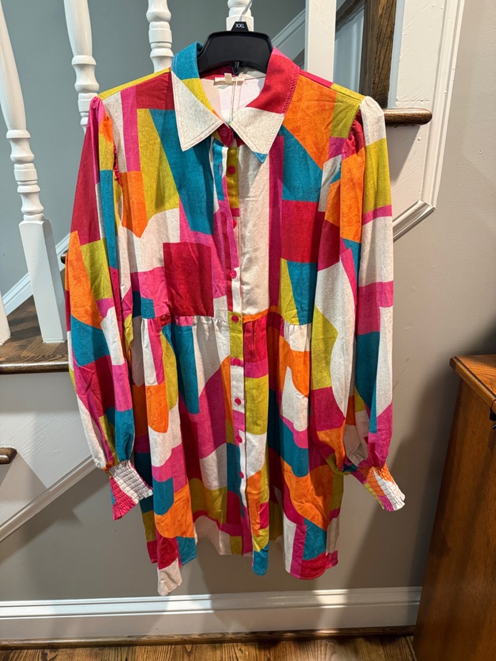 JODIFL Pink, Teal, Gold, Orange and Beige Patterned dress